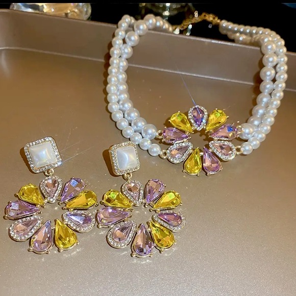 Jewelry - 🌟 Set Pearl Earrings Flower Colorful